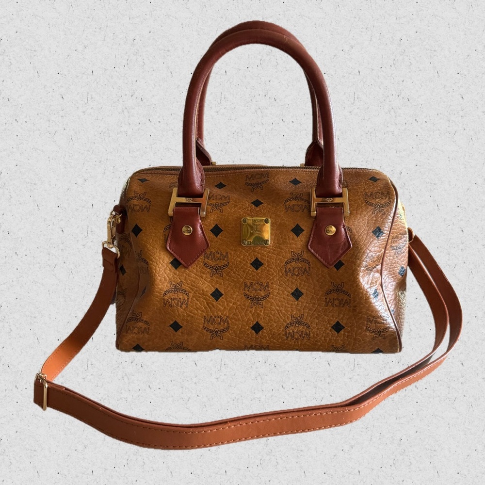 MCM TRAVEL BAG K0195 COGNAC top handle bag With added unbranded strap